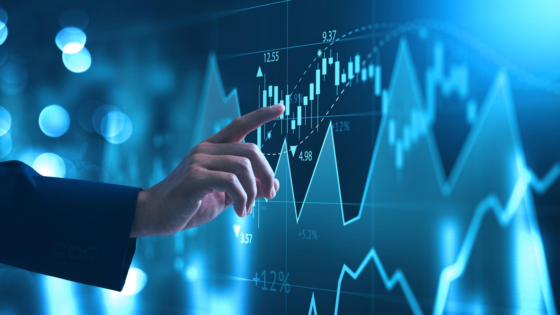 digital marketing global business With strategy technology icons, innovative graphs, interfaces, stock market analysis. businessman using tablet Analyze sales data and graph economic growth.